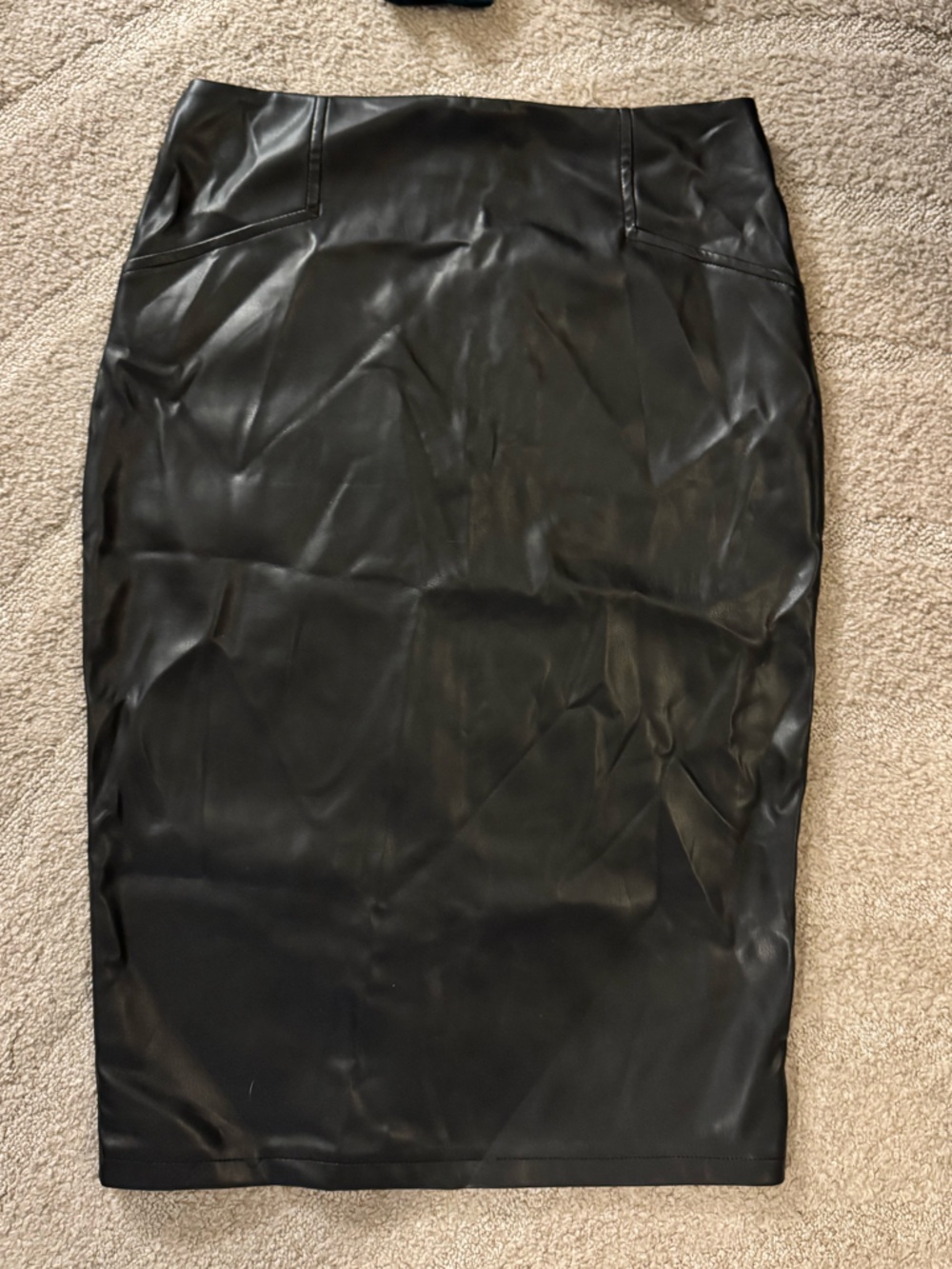Black Faux Leather Pencil Skirt - Women